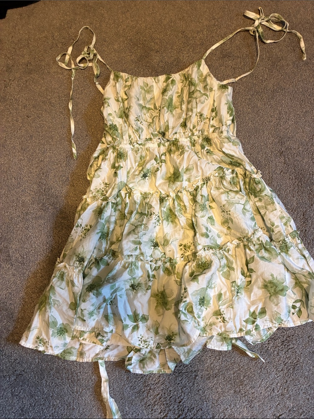 Blu Pepper Green Floral Tie-Shoulder Midi Dress